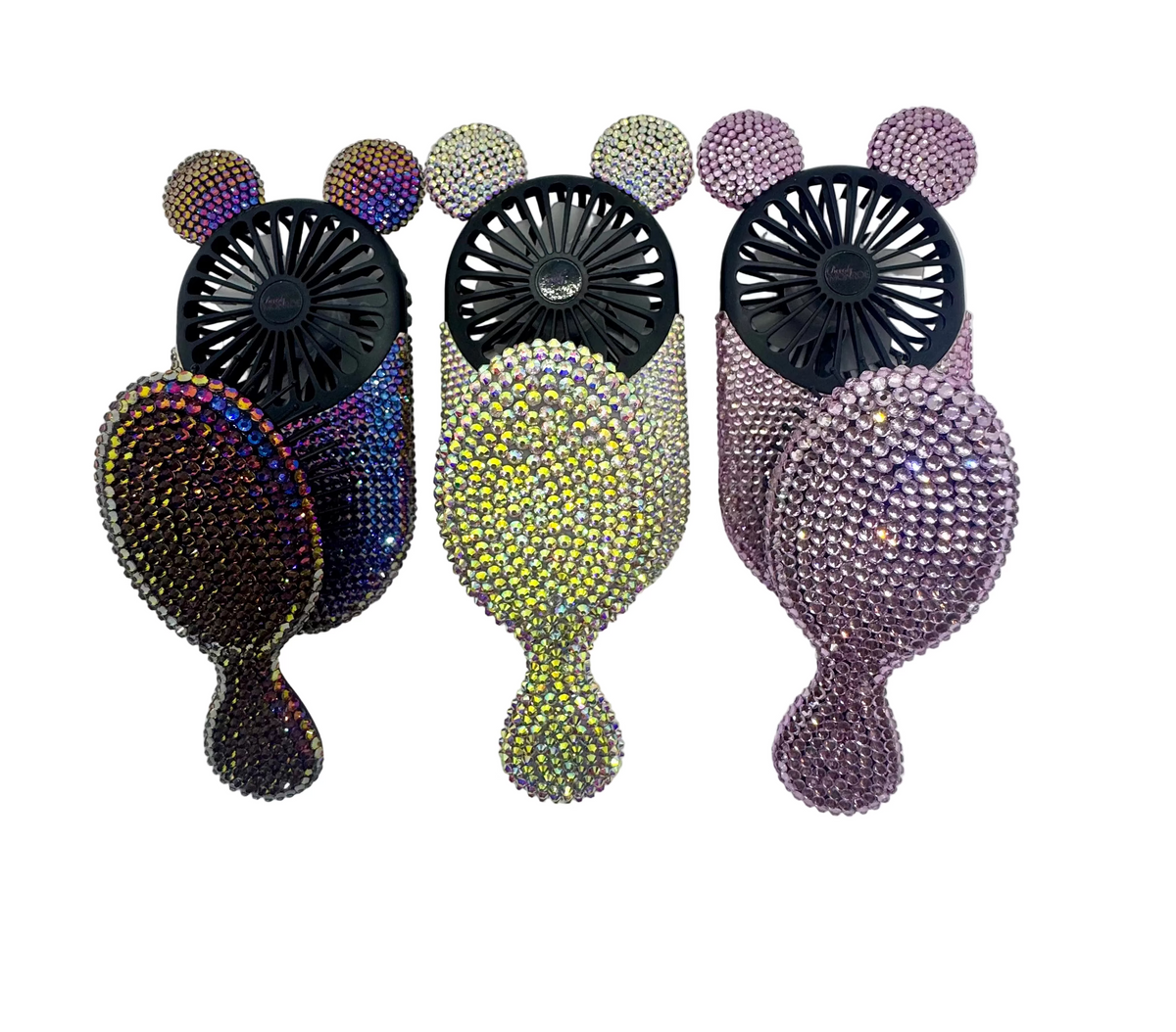Crystal Encrusted Fan and Mini Brush Duo