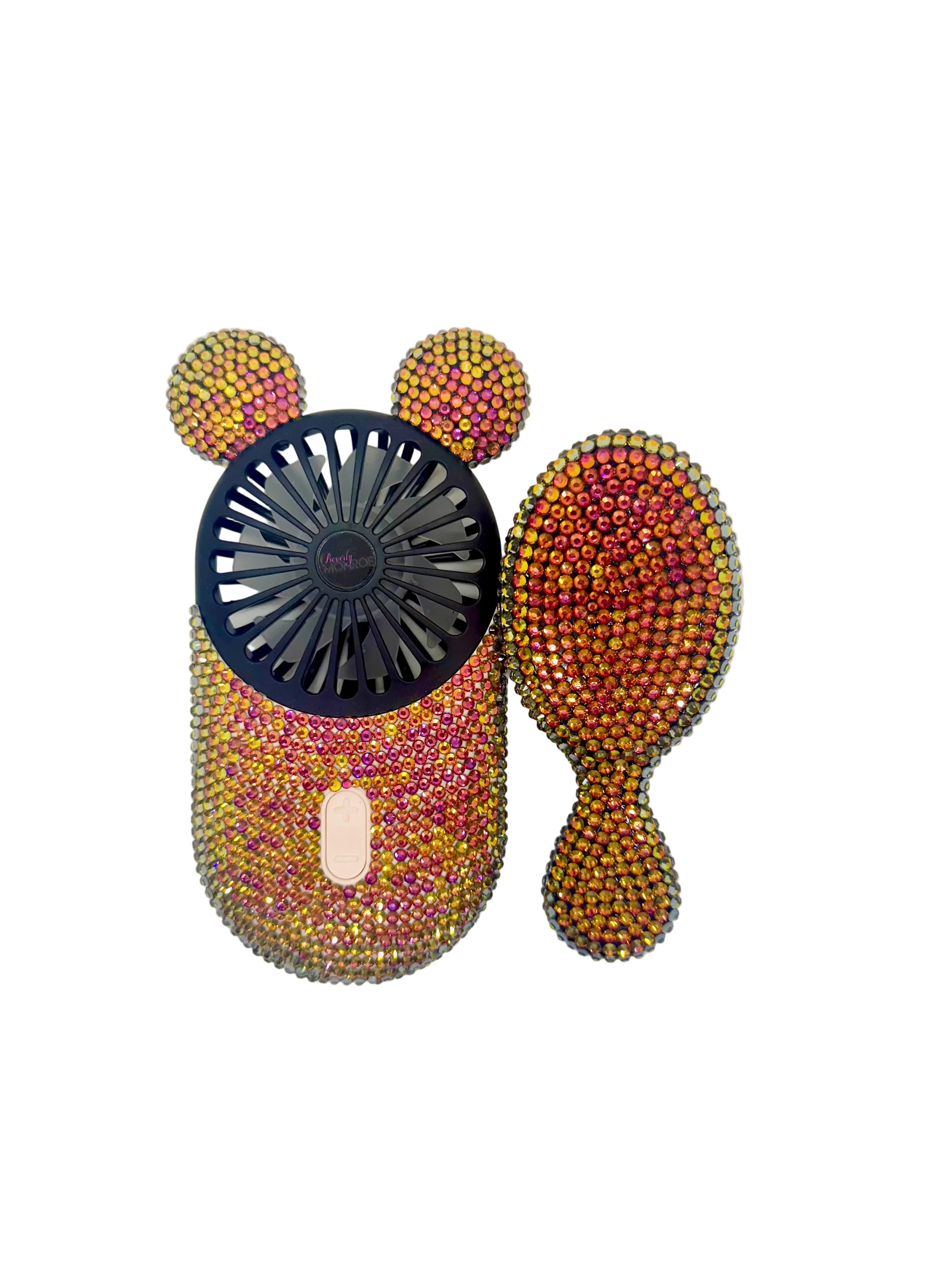 Crystal Encrusted Fan and Mini Brush Duo