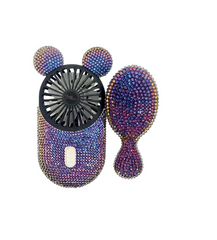 Crystal Encrusted Fan and Mini Brush Duo