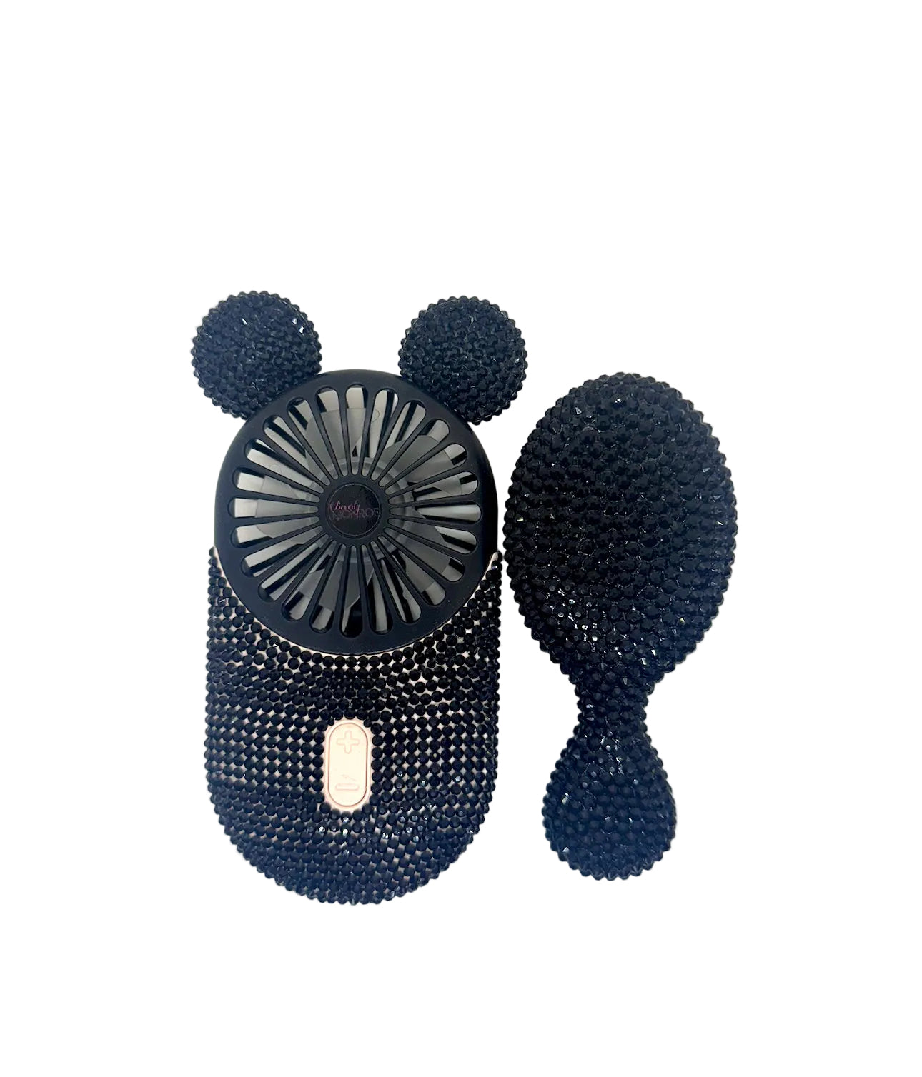 Crystal Encrusted Fan and Mini Brush Duo