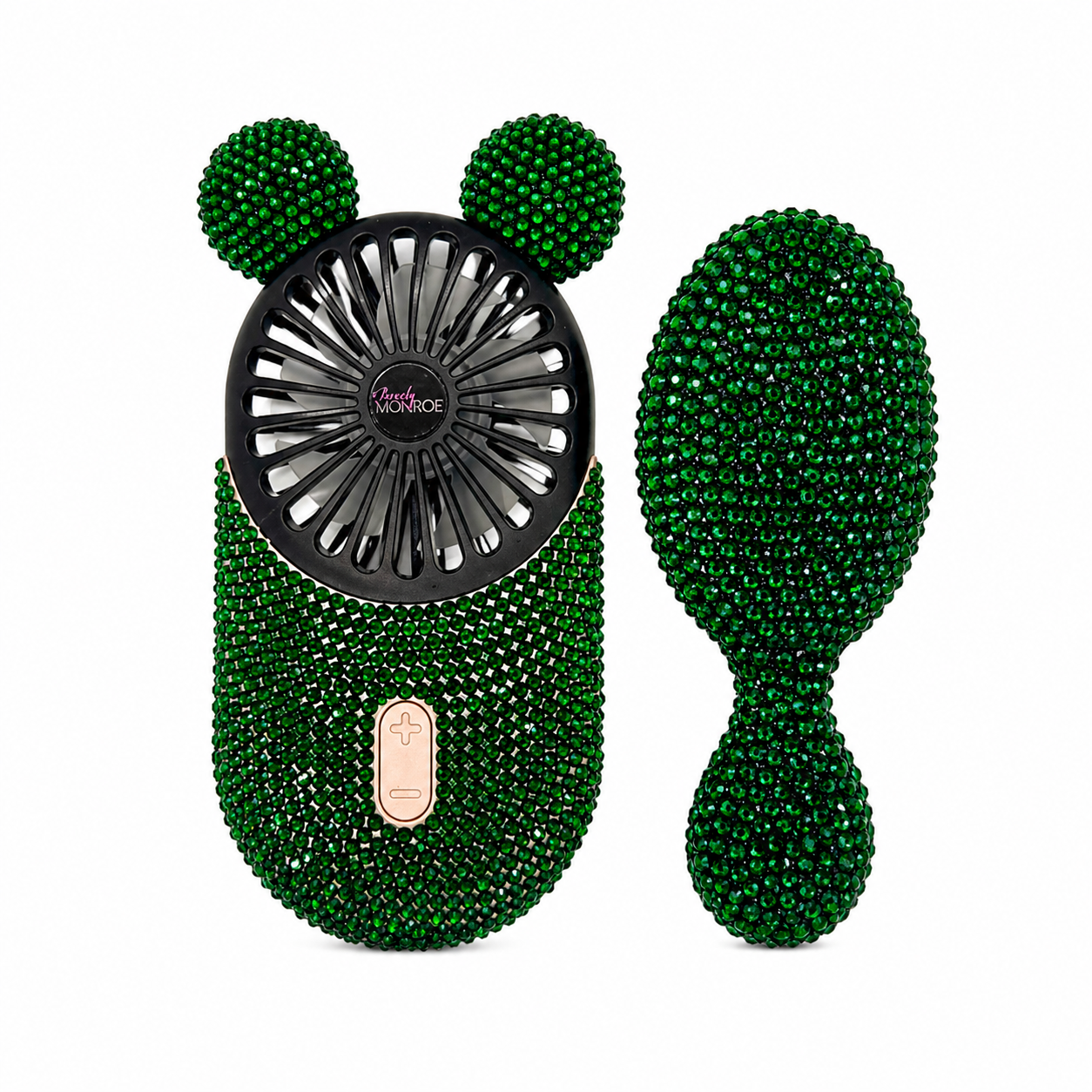 Crystal Encrusted Fan and Mini Brush Duo