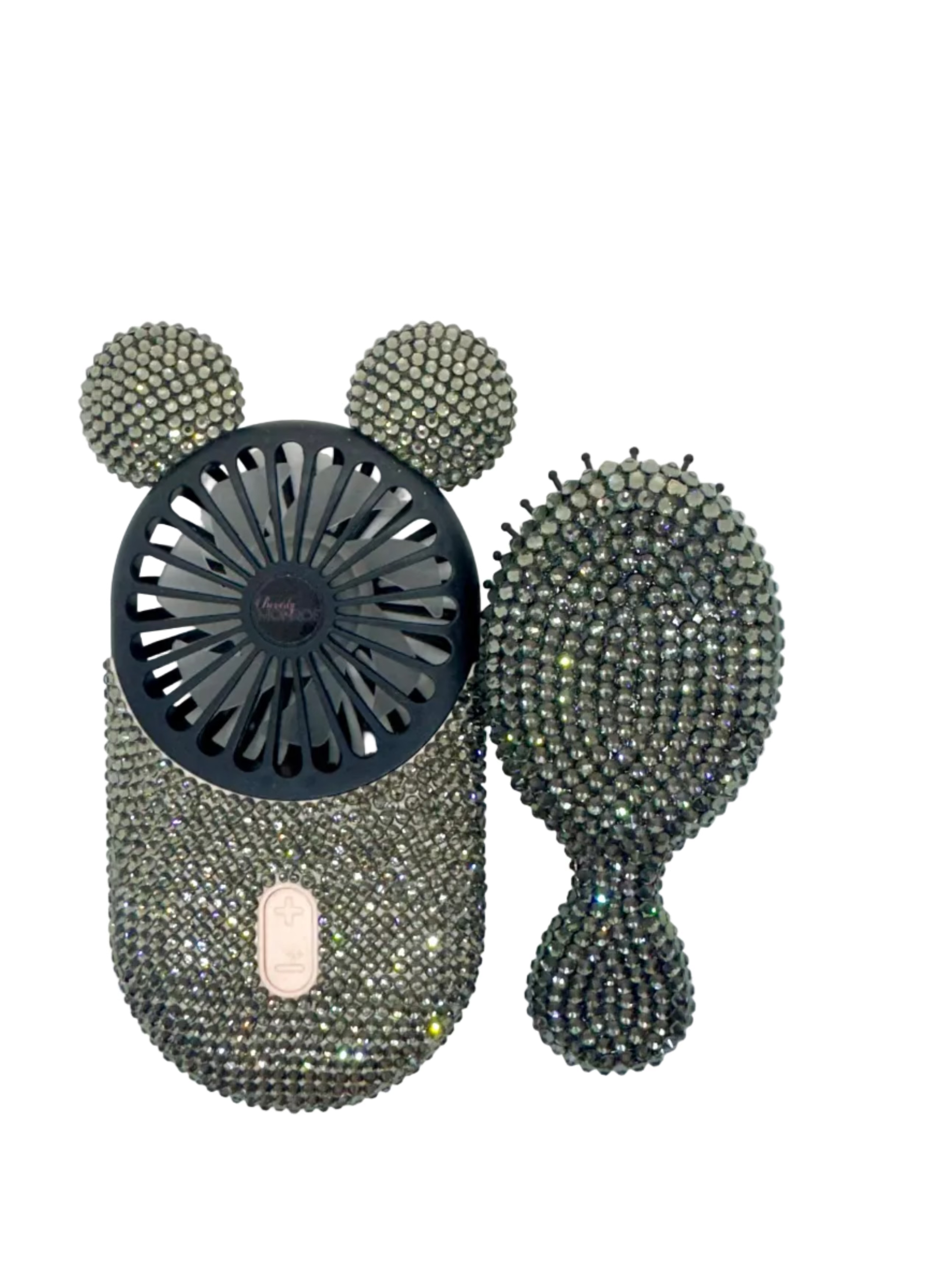 Crystal Encrusted Fan and Mini Brush Duo