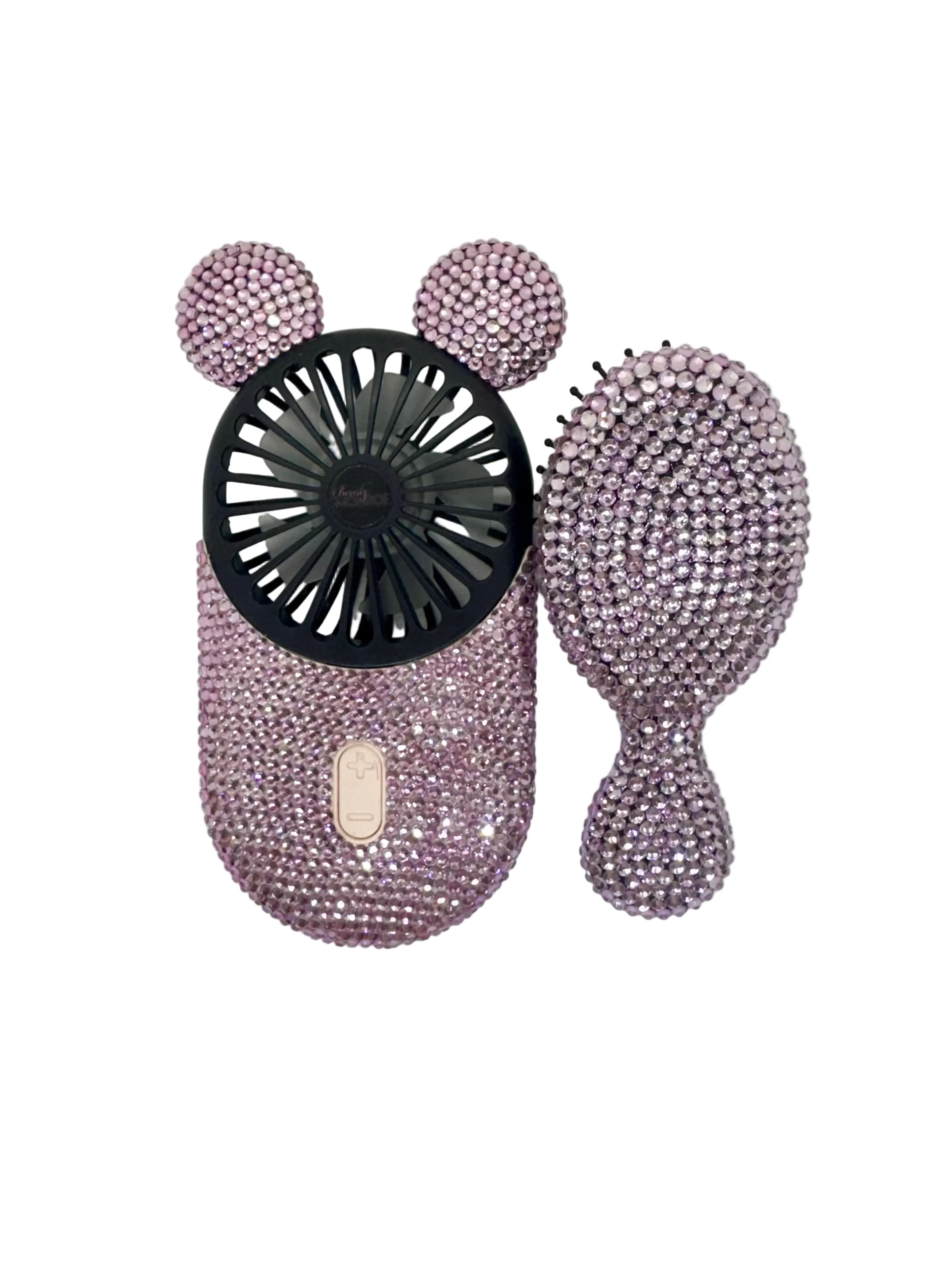 Crystal Encrusted Fan and Mini Brush Duo